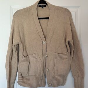 Cozy Beige Button-Up Cardigan